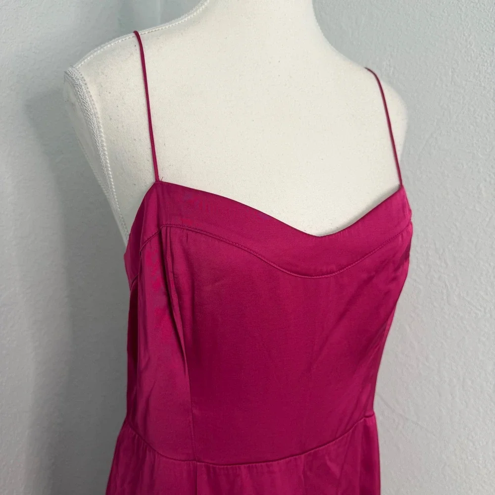 Abercrombie & Fitch Magenta Camille high slit Satin Maxi Dress Size M Sweetheart